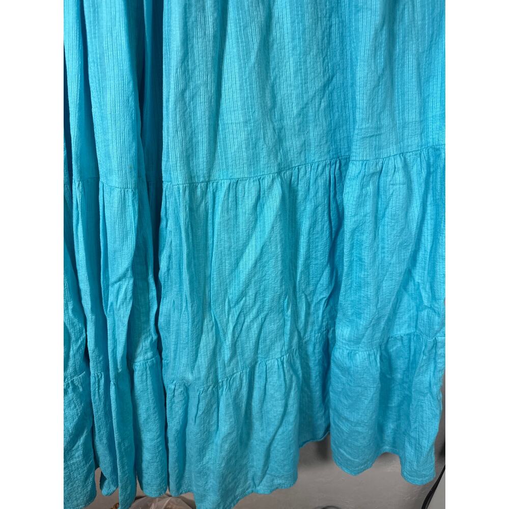 Antica Satoria Teal Blue Sleeveless Tiered Maxi Dress Euro Summer European Flowy - Picture 6 of 8